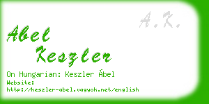abel keszler business card